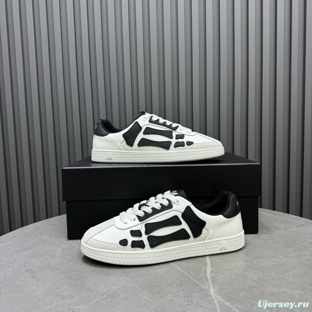 2024 Unisex Amiri White Black Leather Sneakers MJ00300