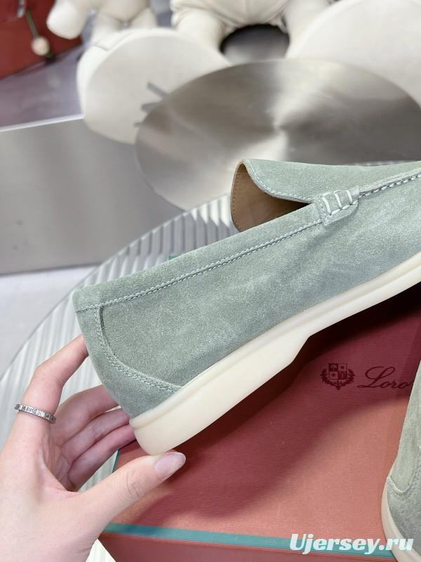 2024 Women LP Light Grey Suede Loafers MJ00270