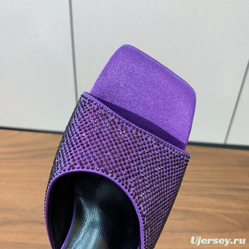 2025 Slippers VERSACE Purple Silk Rhinestone