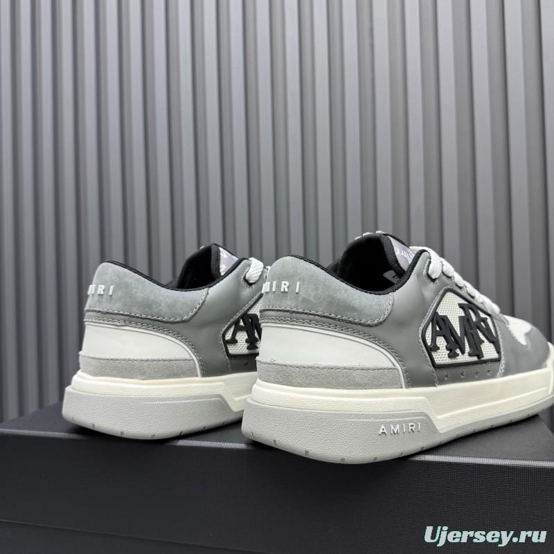 2025 Unisex Amiri White Grey Leather Sneakers MJ00360