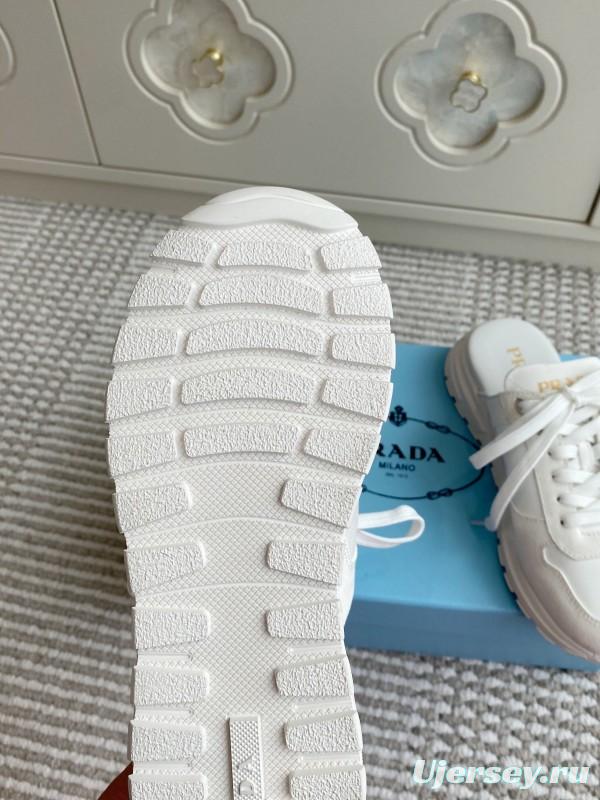 2025 Women Prada White Leather Sneakers LY00290
