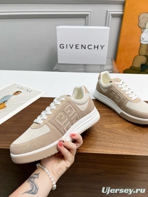 2024 Unisex Givenchy Beige Silk Calfskin Patent Leather Sneakers MJ00380