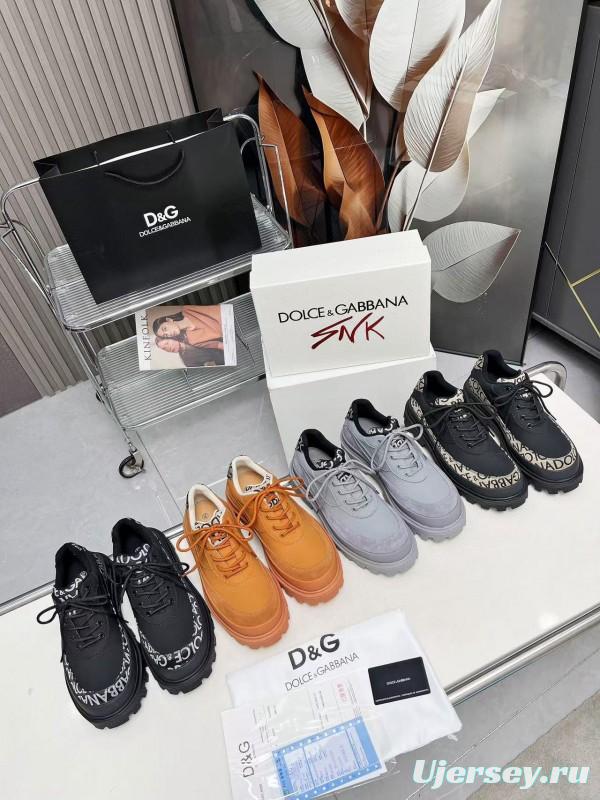 2024 Unisex Dolce & Gabbana Grey Leather Derby Casual Shoes MJ00360