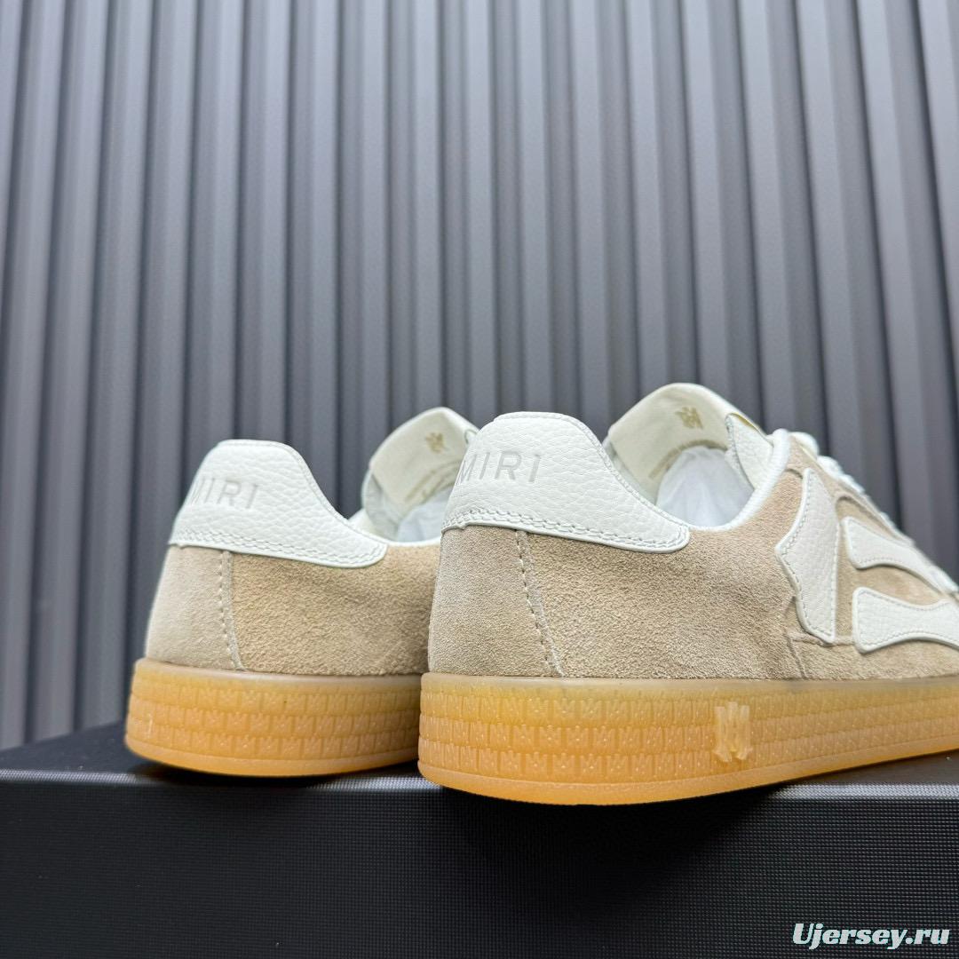 2024 Unisex Amiri Beige White Suede Leather Sneakers MJ00300