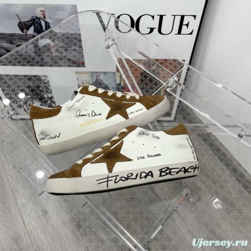 2025 Unisex GGDB White Brown Calf Leather Sneakers