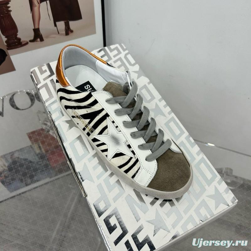 2025 Women GGDB White Black Zebra Leather Suede Sneakers