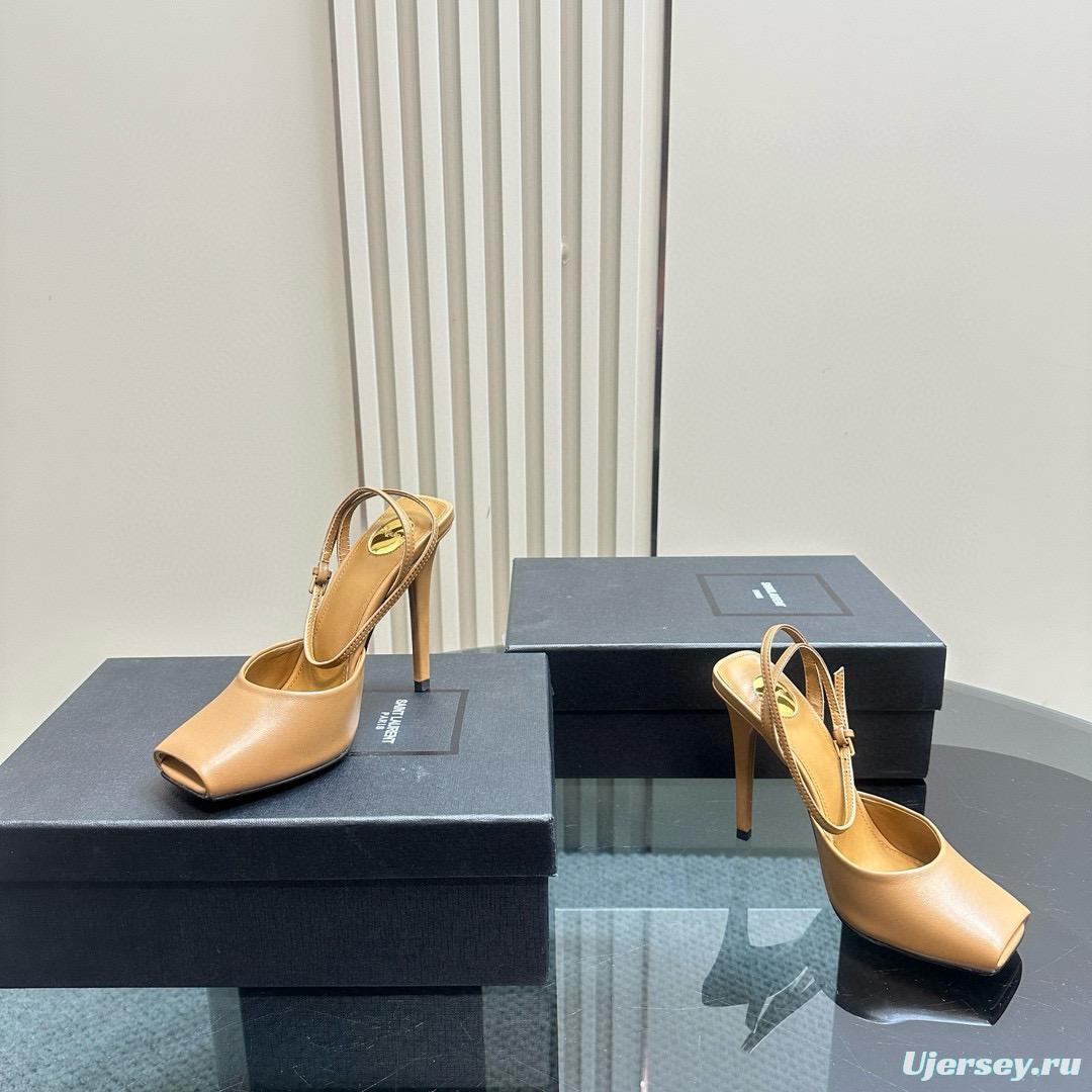 2025 Women Yves Saint Laurent Beige Calfskin Slingback Pumps