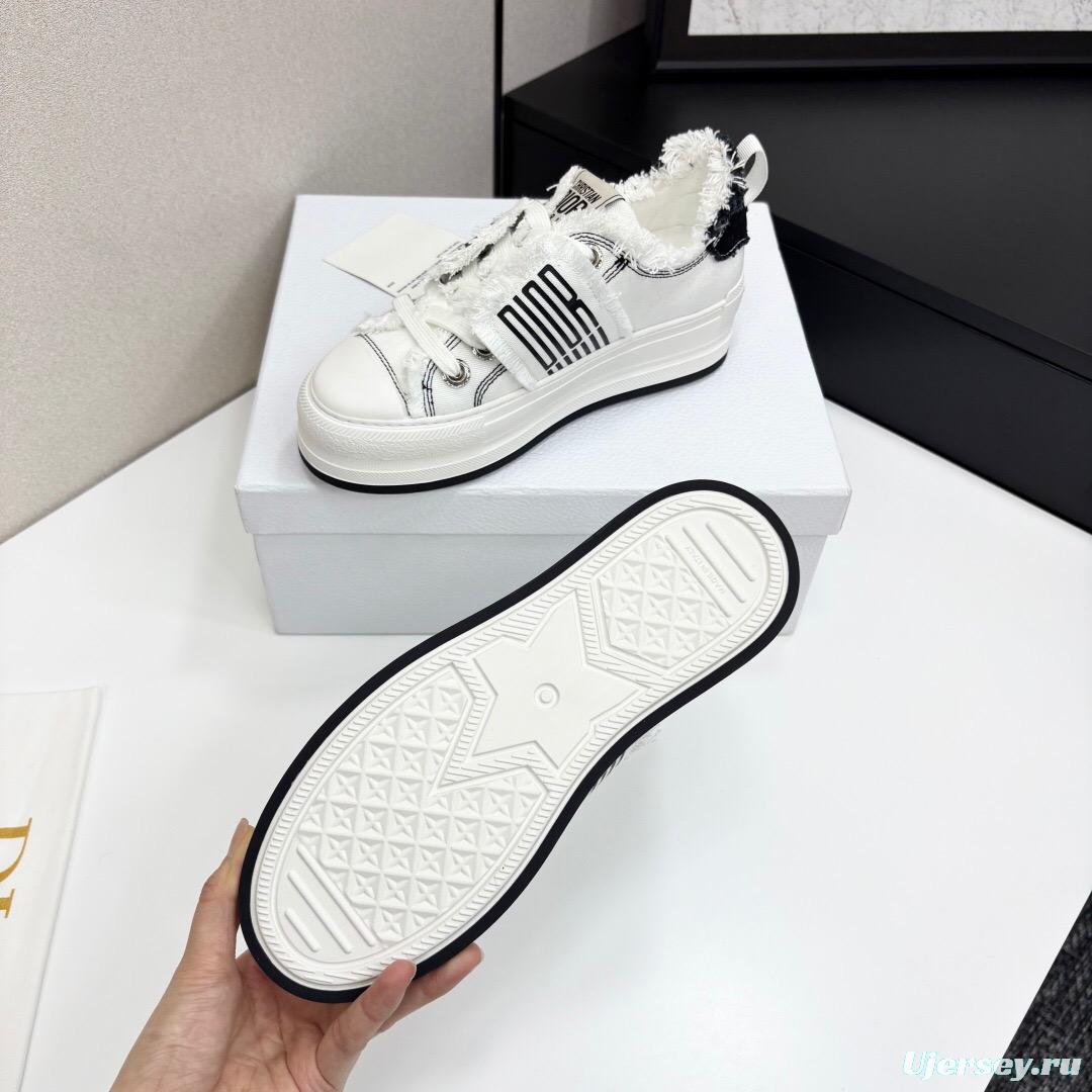 2025 Women Dior White Black Canvas Sneakers LY00300
