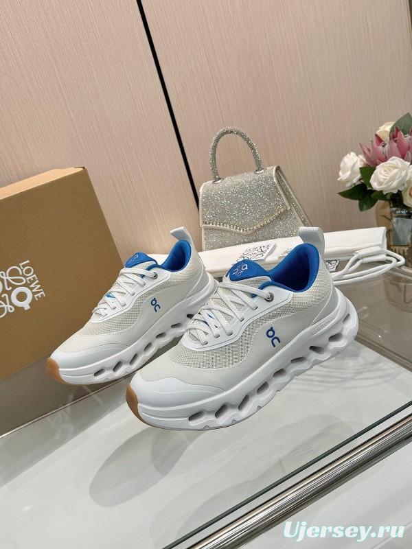 2025 Women Loewe White Blue Mesh Leather Sneakers