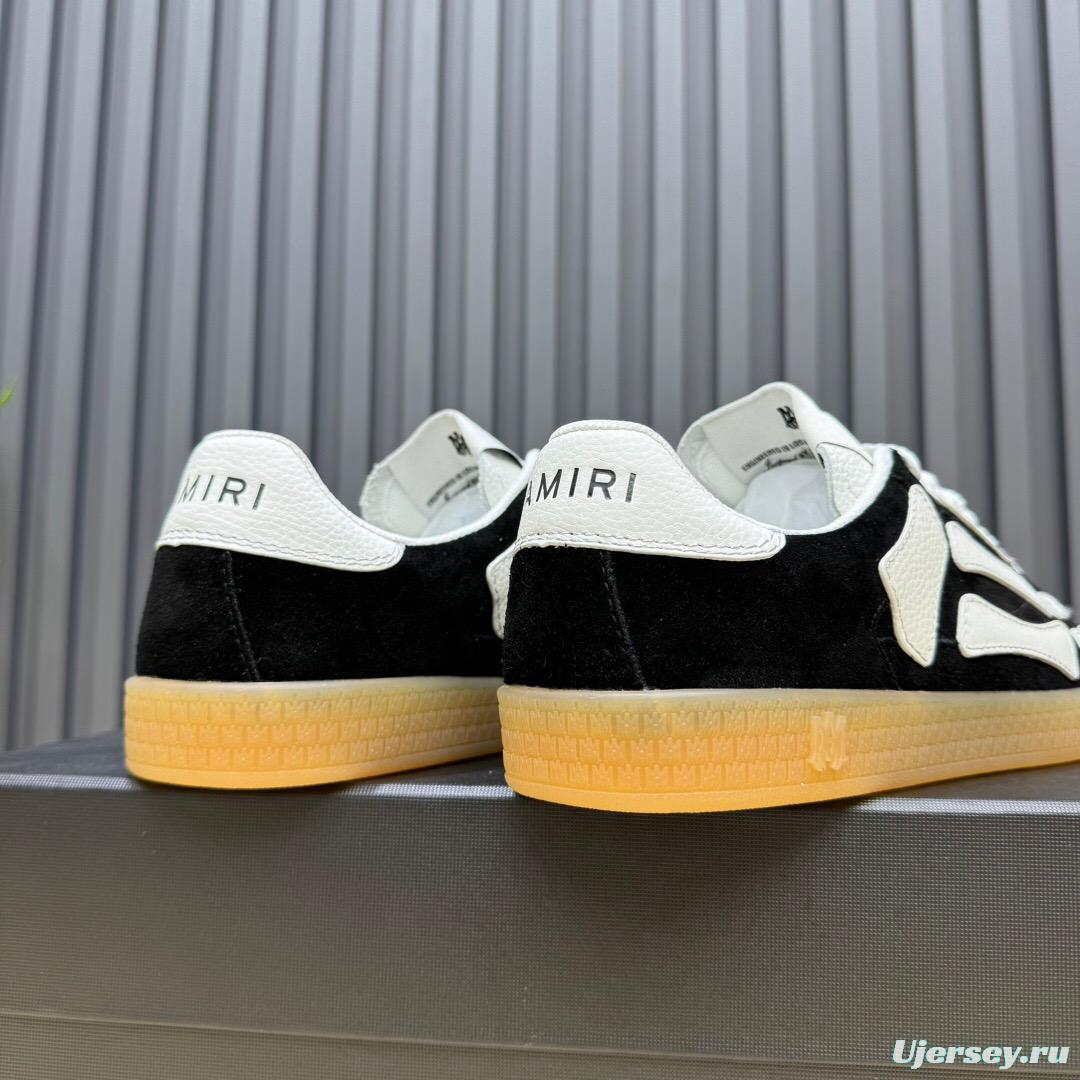 2025 Unisex Amiri Black White Leather Suede Sneakers Skeleton Design LY00280