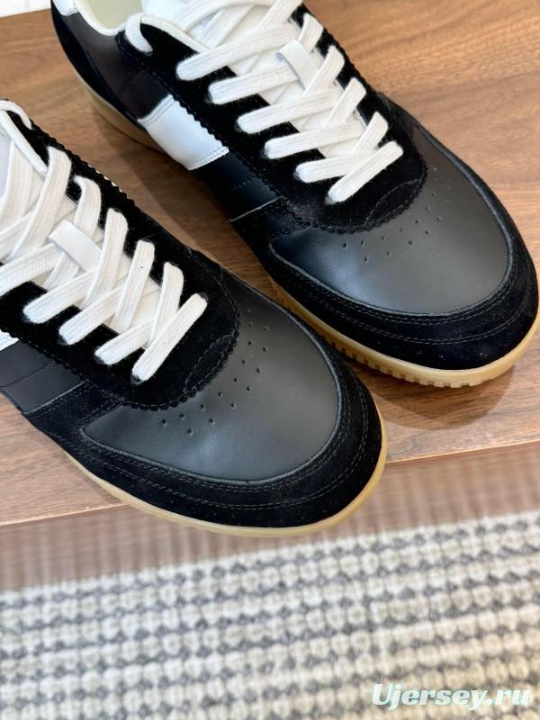 2025 Unisex TOM FORD Black White Leather Suede Sneakers Classic Contrasting LY00360