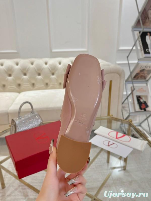 2025 Women Valentino Pink Cotton Mary Jane Bow LY00300