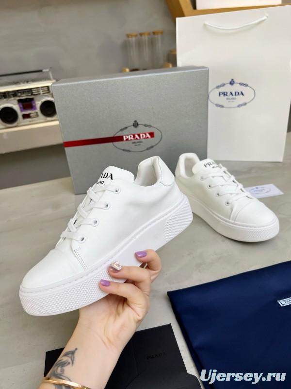 2024 Unisex Prada White Calfskin Leather Sneakers MJ00310