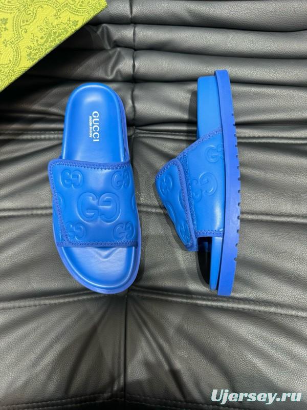 2024 Slippers Gucci Blue Leather Slippers MJ00200