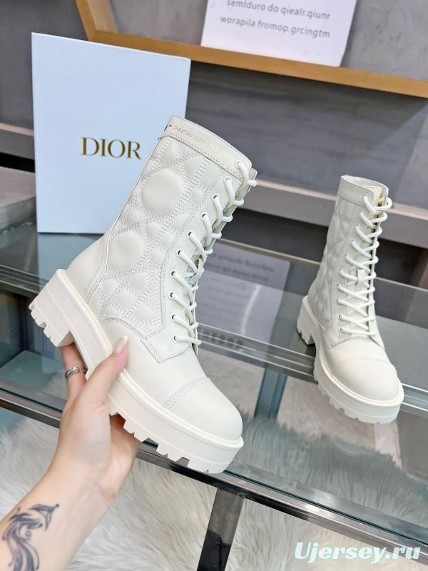 2024 Women Dior white leather boots MJ00430