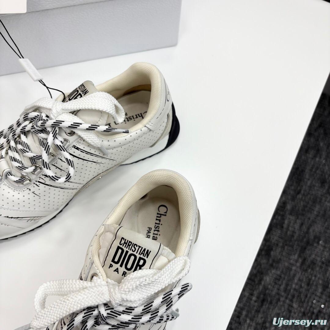 2025 Unisex Dior White Beige Leather Mesh Sneakers LY00300