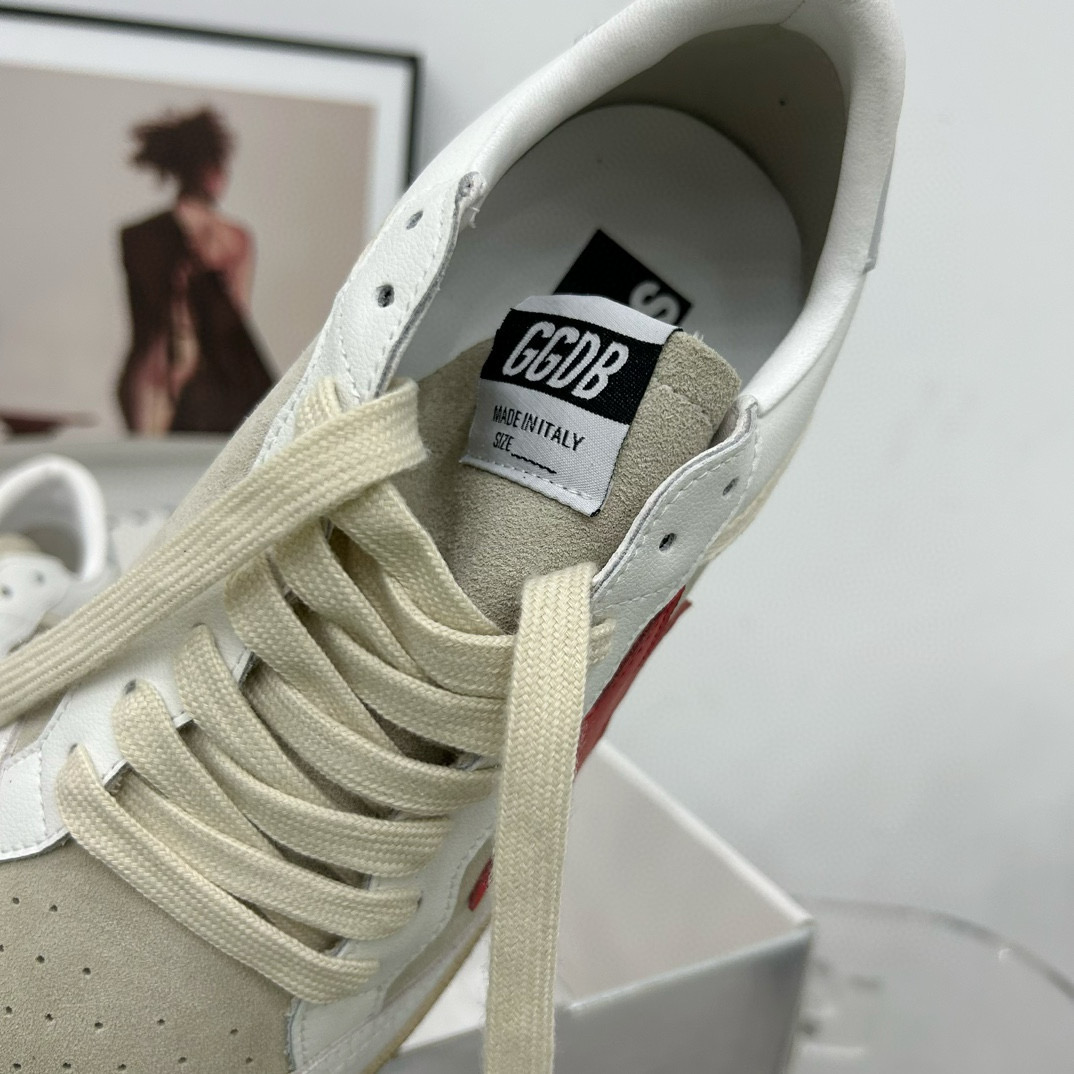 2024 Unisex GGDB White Beige Red Suede Leather Low-Top Sneakers MJ00260