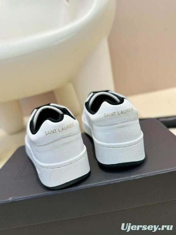 2024 Unisex Yves Saint Laurent White Black Leather Casual Shoes SL61 MJ00350