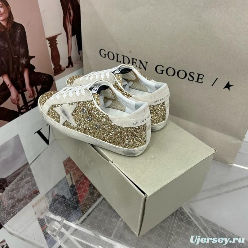 2025 Women GGDB Gold Glitter Leather Sneakers MJ00260