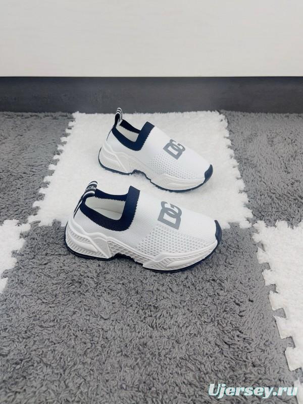 2024 Kids Dolce & Gabbana Black White Mesh Slip-On Sneakers