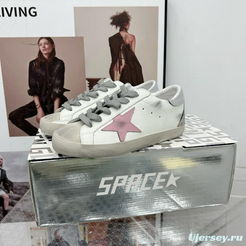 2025 Women GGDB White Pink Leather Sneakers