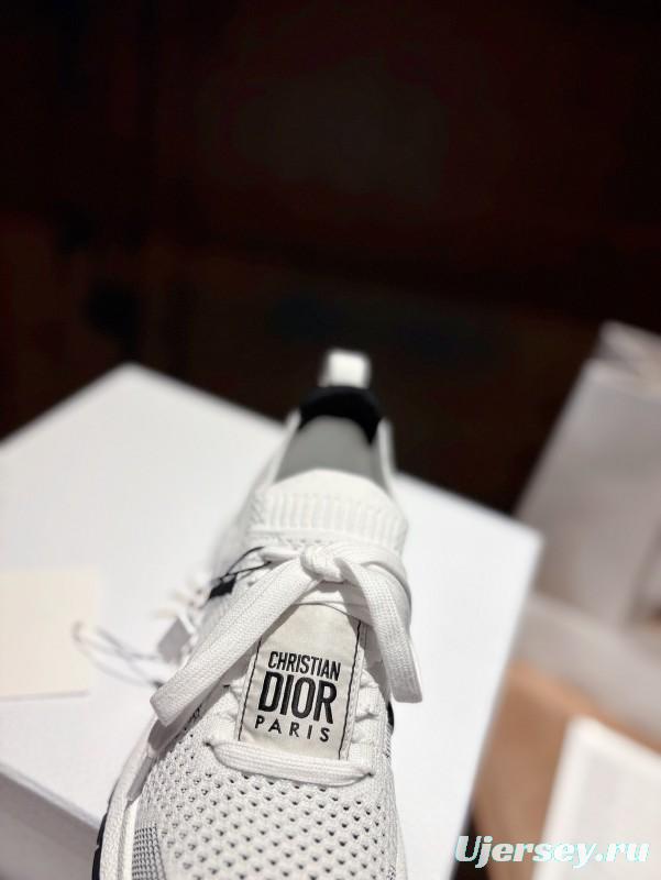 2025 Unisex Dior White Black Flyknit Sneakers LY00260