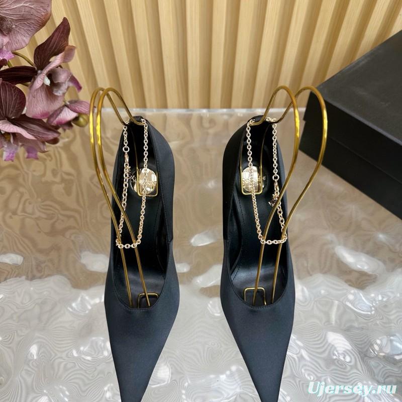 2025 Women Yves Saint Laurent Black Leather High Heel Pumps MJ00310