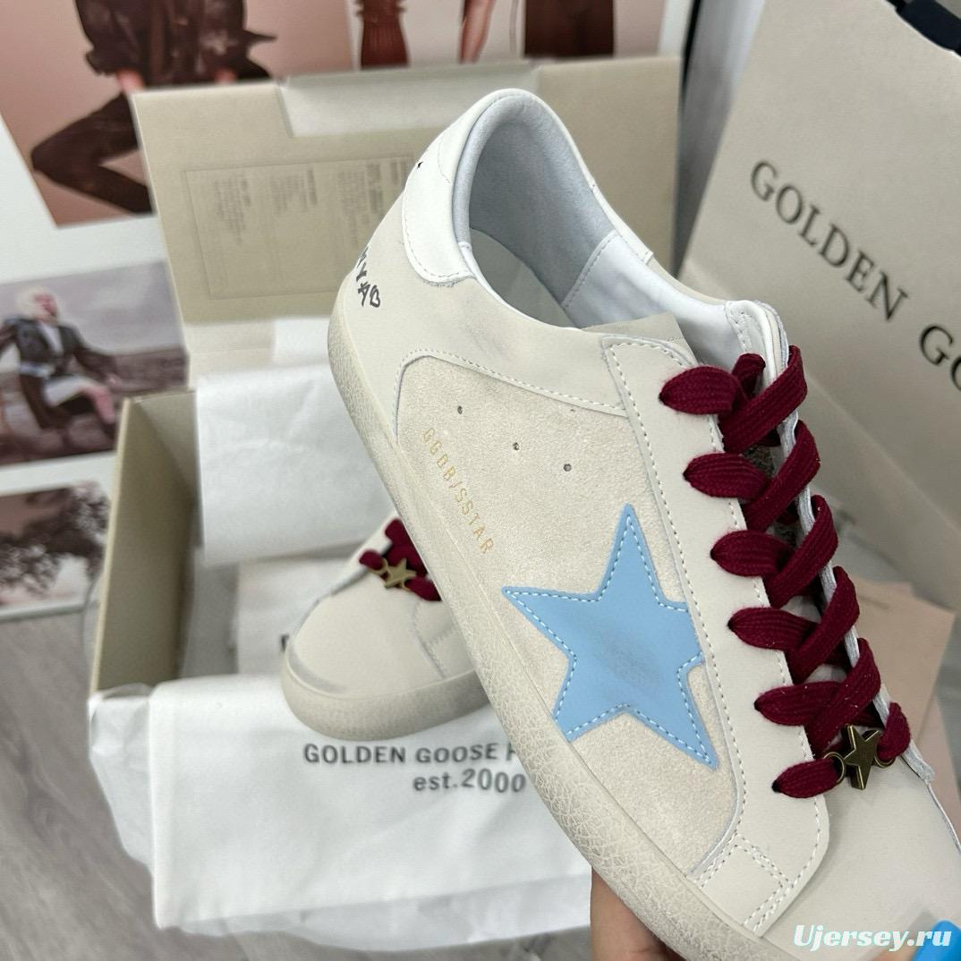 2025 Women GGDB Blue White Leather Sneakers MJ00260