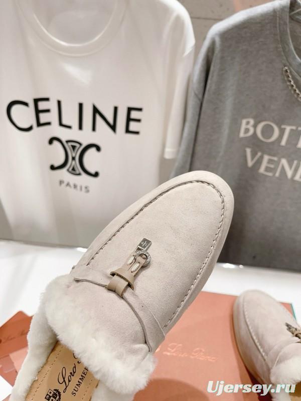 2024 Slippers LP Beige Suede Fur Loafer