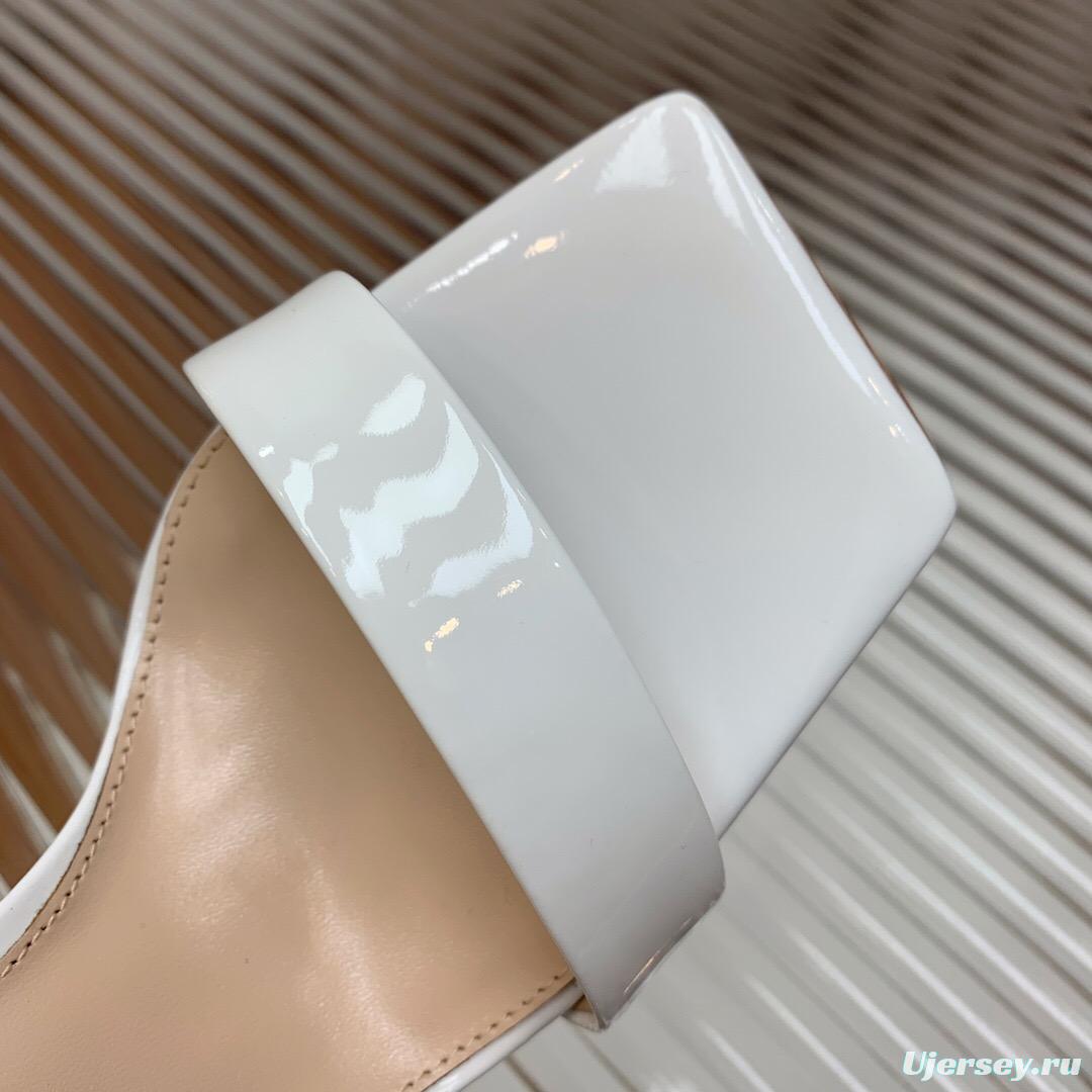 2025 Women Gianvito Rossi White Leather High Heel Slingback Sandals