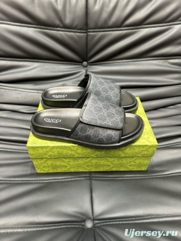 2024 Slippers Gucci Black Fabric Slippers MJ00200