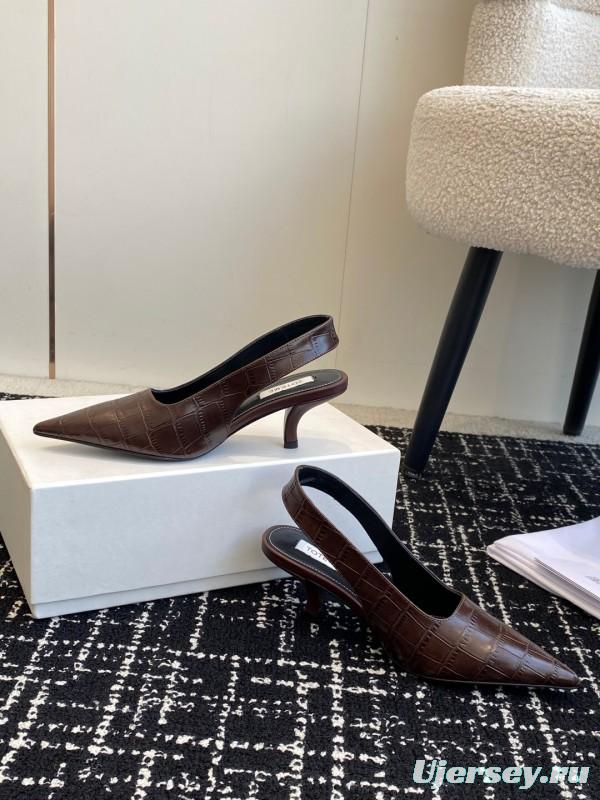 2025 Women Toteme Brown Leather Slingback Pointed Toe Heels