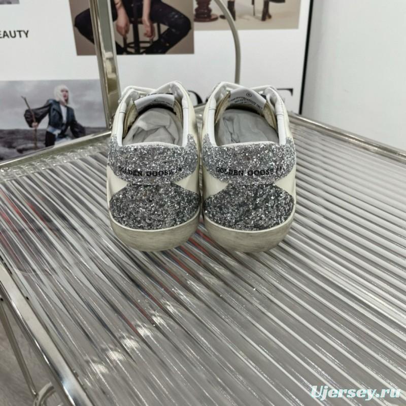 2025 Women GGDB Silver White Suede Leather Sneakers