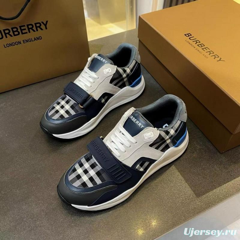 2025 Unisex Burberry Black White Beige Suede Leather Cotton Sneakers Vintage Check MJ00360