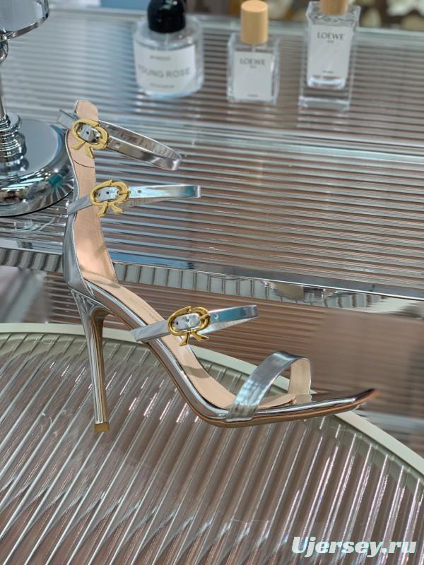2025 Women Gianvito Rossi Silver Leather Sandals