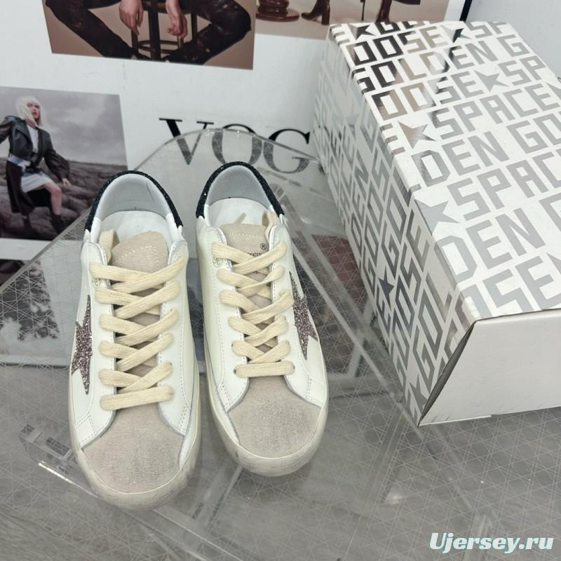 2025 Women GGDB White Black Glitter Leather Sneaker