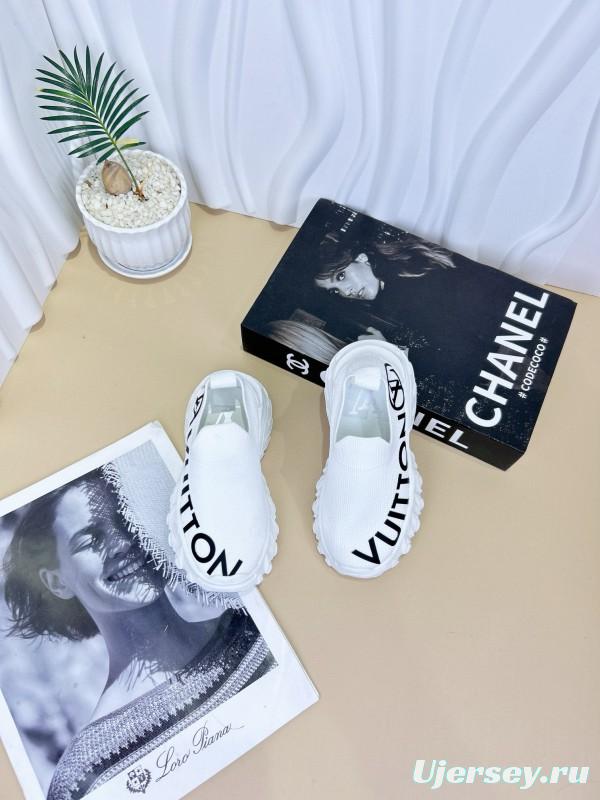 2024 Kids Louis Vuitton Pink White Black Fabric Sneakers