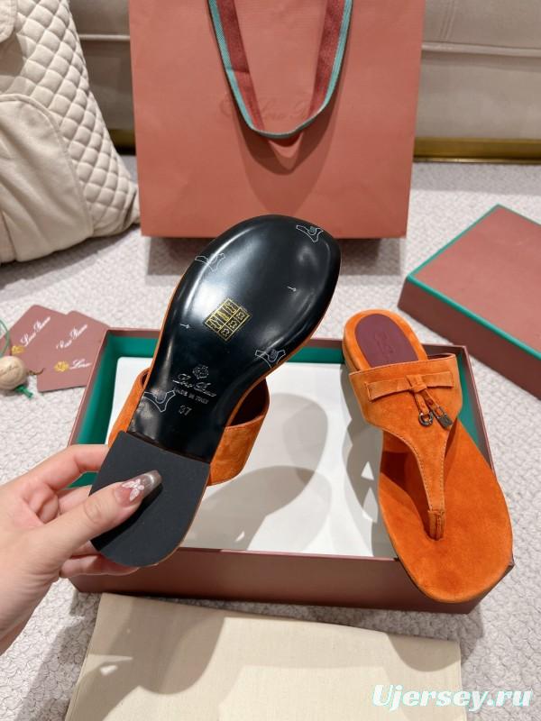 2025 LP Orange Suede Slippers LY00250
