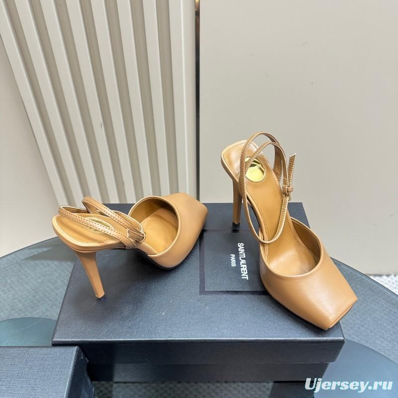 2025 Women Yves Saint Laurent Tan Calf Leather Heels KFY00280