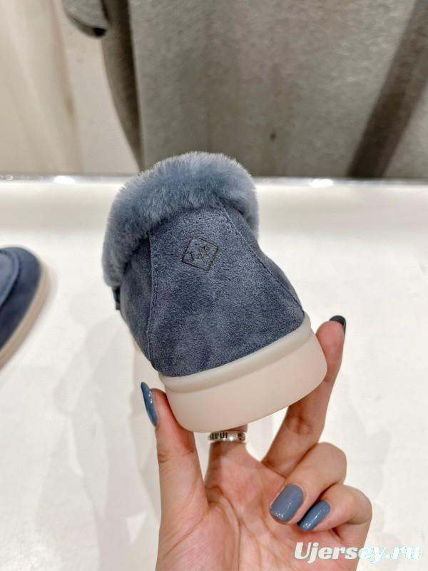 2024 Women LP Blue Suede Shearling Loafers MJ00300