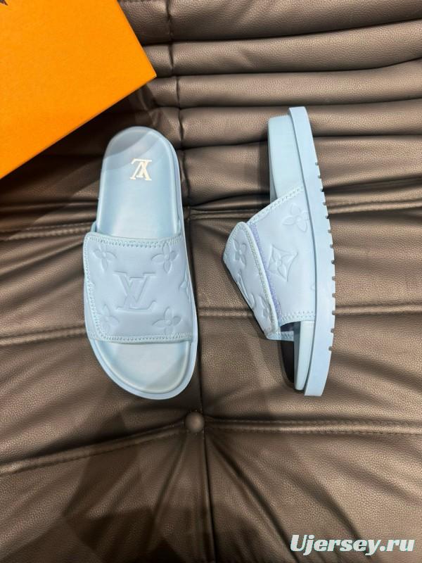 2024 Slippers Louis Vuitton light blue synthetic leather Slippers MJ00200