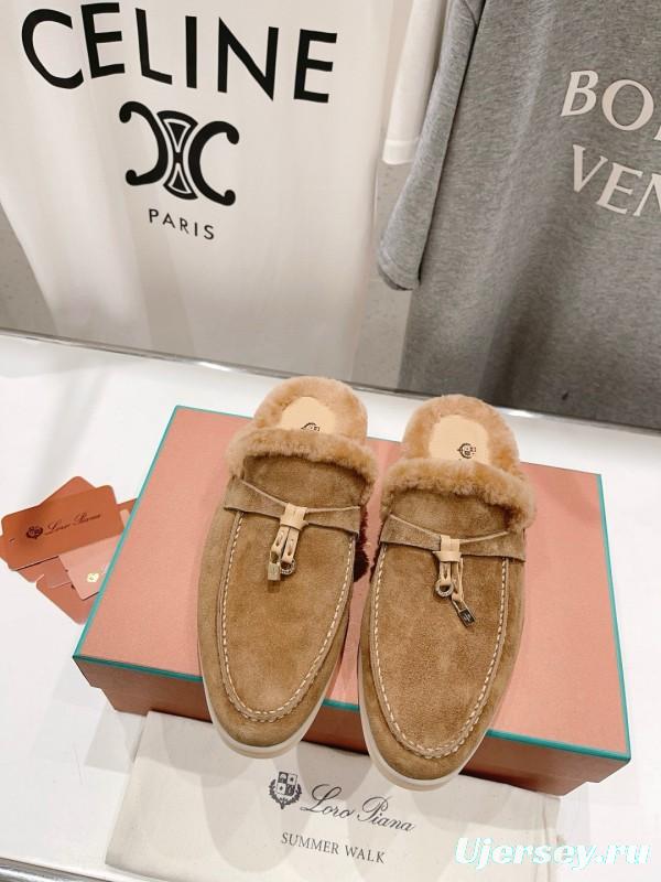 2024 Slippers LP Beige Suede Fur Slip-on