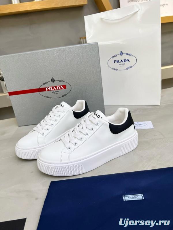2024 Unisex Prada White Black Leather Sneakers MJ00310