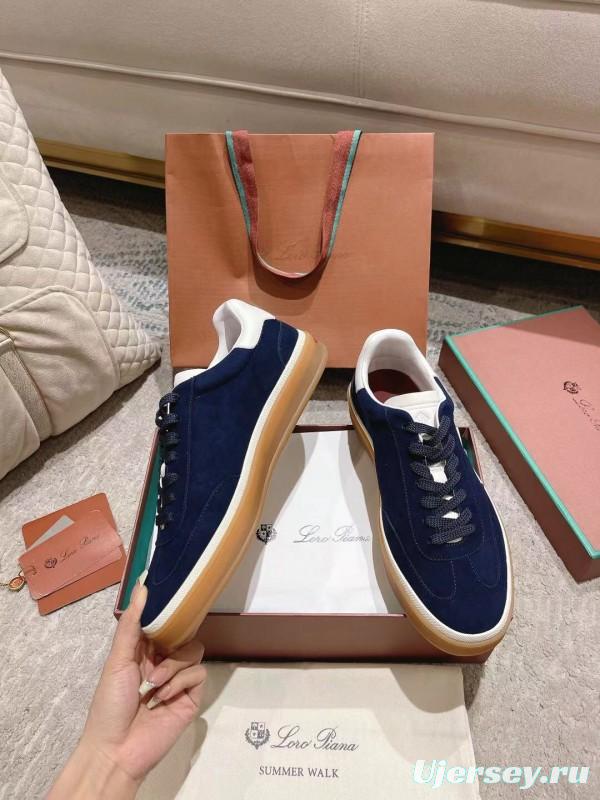 2025 Unisex Le Parmentier Navy White Suede Leather Sneakers LY00320(F)/LY00330(M)