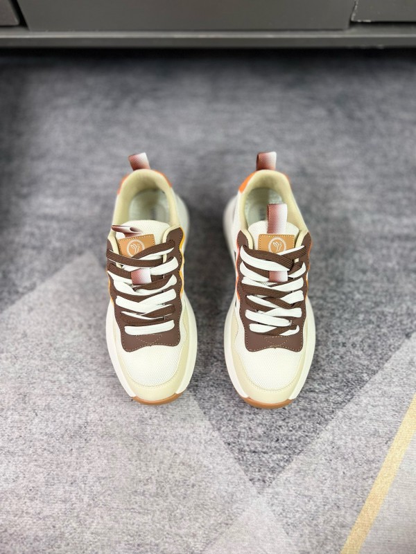2024 Unisex Armani Beige Brown Pink Leather Mesh Casual Shoes MJ00230