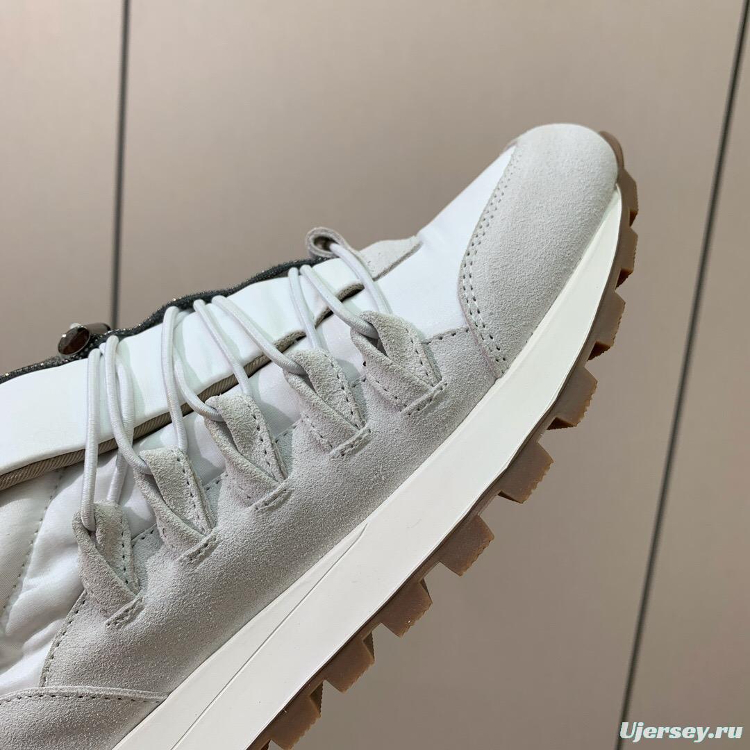 2025 Men Brunello Cucinelli White Leather Casual Sneakers