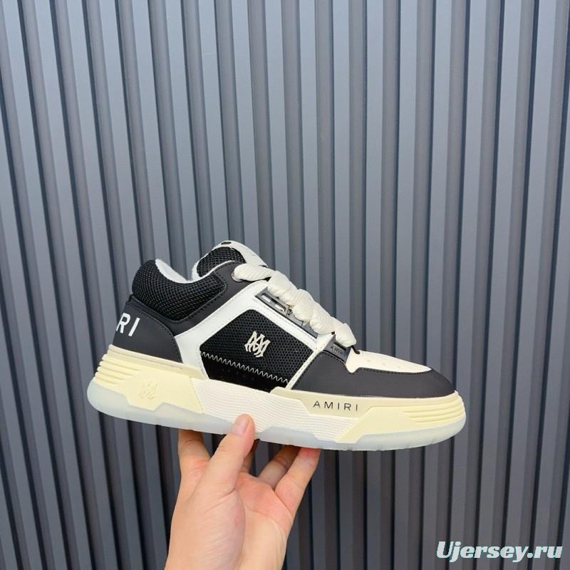 2024 Unisex Amiri Black White Leather Sneakers MJ00360