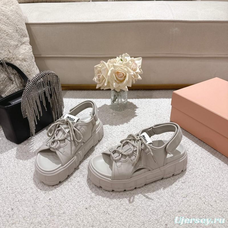 2025 Women Miu Miu White Lycra Sandals LY00280