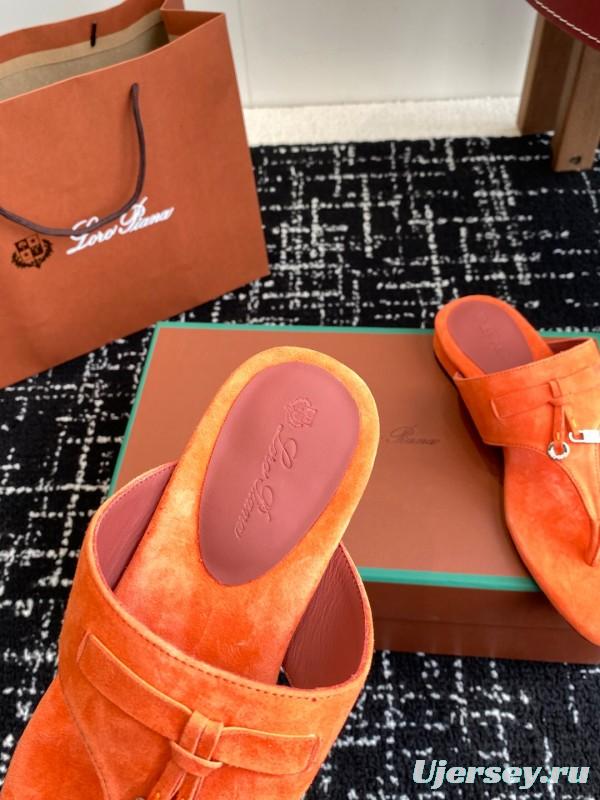 2025 Women Le Parmentier Orange Suede Slippers KFY00280
