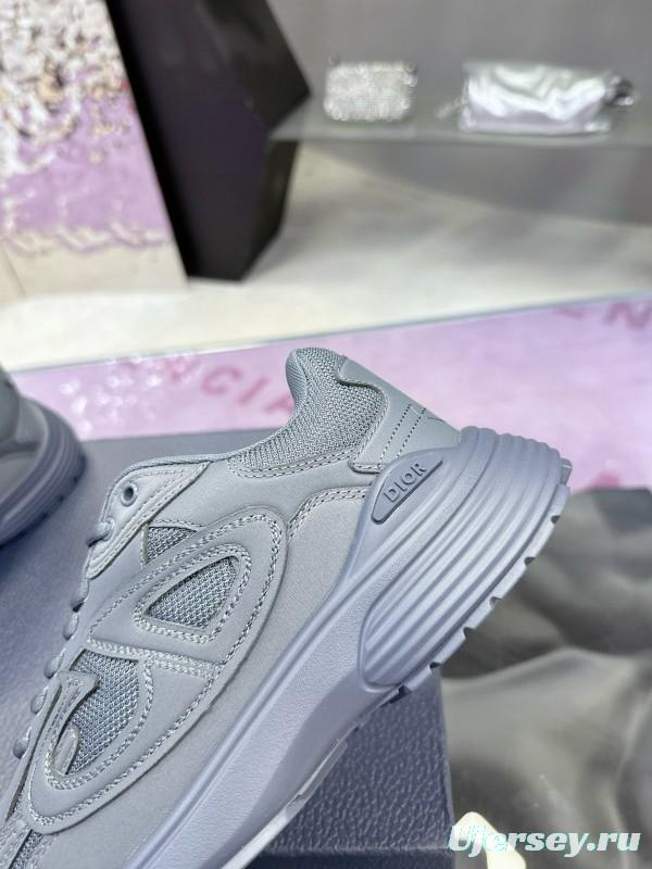 2024 Unisex Dior Stone Island Grey Mesh Tech Fabric B30 Sneakers MJ00330
